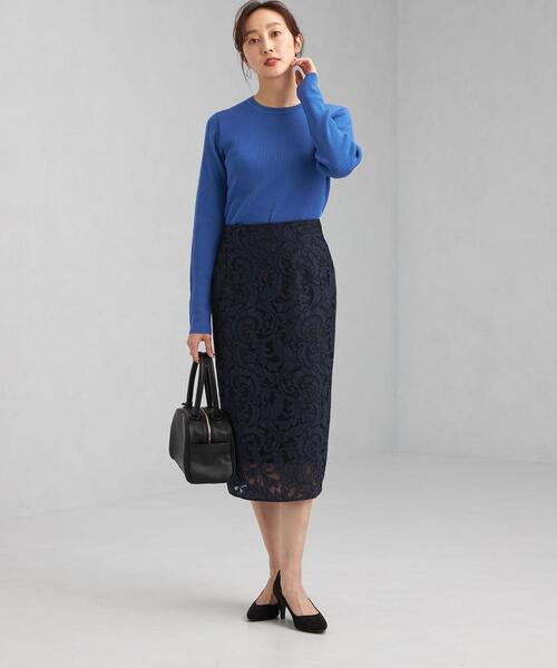 green label relaxing(グリーンレーベルリラクシング)の「ウール リブ クルーネック プルオーバー ニット -ウォッシャブル-(ニット/セーター・レディース・ライトグレー/ブラック/グレー/ピンク/ライム/ダークブラウン/ロイヤルブルー・FREE)」の17枚目の写真