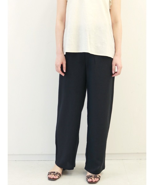 Te chichi（テチチ）の「レーヨンリネンワイドストレートパンツ（その他パンツ・レディース・カーキ/ベージュ/ブラック・MEDIUM/SMALL）」の2枚目の写真