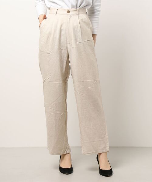 Te chichi（テチチ）の「レーヨンリネンワイドストレートパンツ（その他パンツ・レディース・カーキ/ベージュ/ブラック・MEDIUM/SMALL）」の8枚目の写真