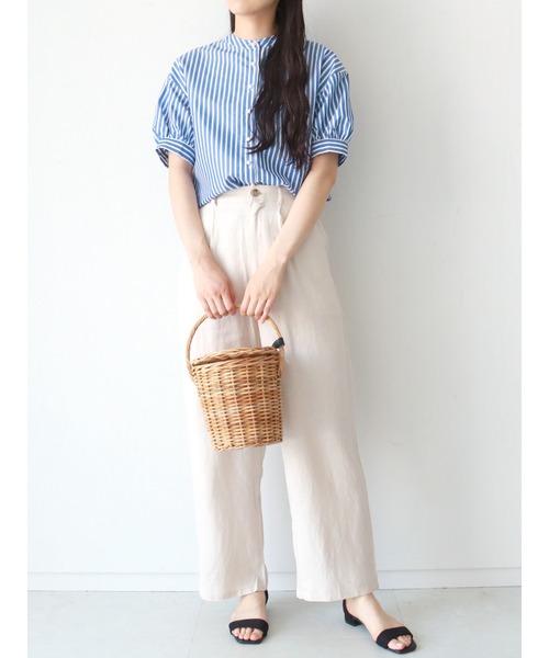 Te chichi（テチチ）の「レーヨンリネンワイドストレートパンツ（その他パンツ・レディース・カーキ/ベージュ/ブラック・MEDIUM/SMALL）」の6枚目の写真