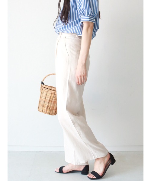 Te chichi（テチチ）の「レーヨンリネンワイドストレートパンツ（その他パンツ・レディース・カーキ/ベージュ/ブラック・MEDIUM/SMALL）」の12枚目の写真