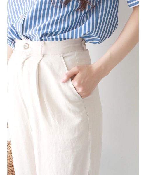 Te chichi（テチチ）の「レーヨンリネンワイドストレートパンツ（その他パンツ・レディース・カーキ/ベージュ/ブラック・MEDIUM/SMALL）」の10枚目の写真