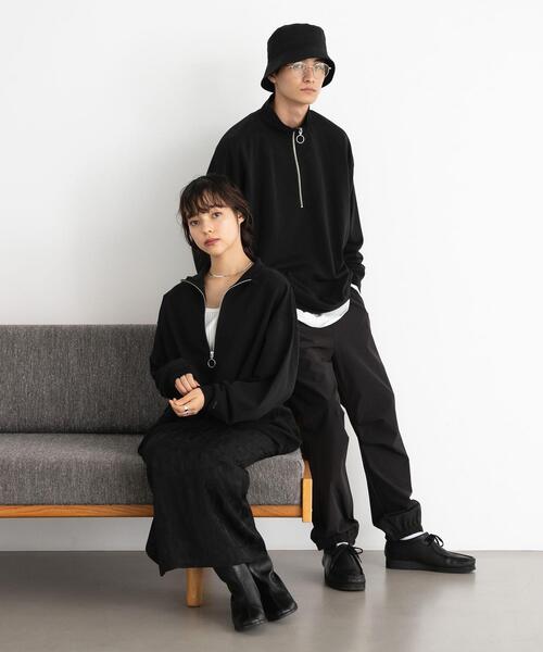 FEELING MADE（フィーリングメイド）の「FEELING MADE エアリースウェット ハーフジップ プルオーバー（Tシャツ/カットソー・レディース・ライトグレー/ブラック/ダークブラウン・MEDIUM/LARGE）」の4枚目の写真