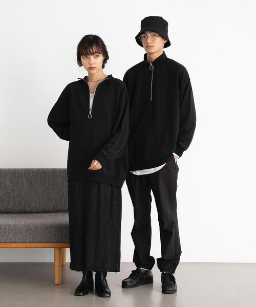FEELING MADE（フィーリングメイド）の「FEELING MADE エアリースウェット ハーフジップ プルオーバー（Tシャツ/カットソー・レディース・ライトグレー/ブラック/ダークブラウン・MEDIUM/LARGE）」の5枚目の写真