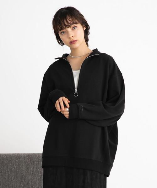 FEELING MADE（フィーリングメイド）の「FEELING MADE エアリースウェット ハーフジップ プルオーバー（Tシャツ/カットソー・レディース・ライトグレー/ブラック/ダークブラウン・MEDIUM/LARGE）」の6枚目の写真