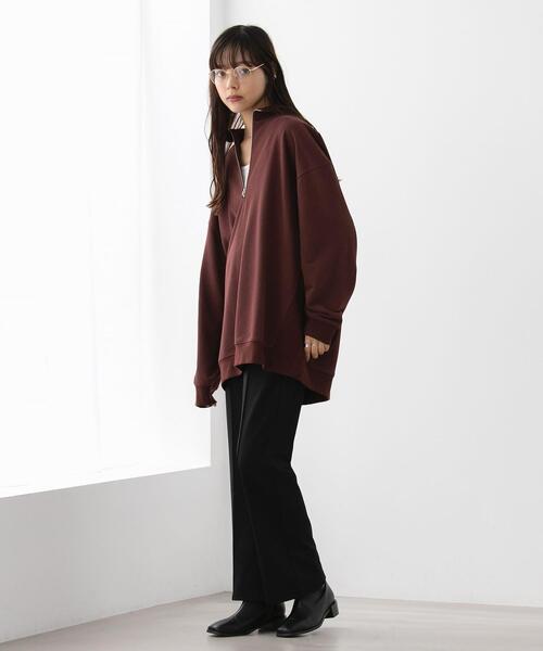 FEELING MADE（フィーリングメイド）の「FEELING MADE エアリースウェット ハーフジップ プルオーバー（Tシャツ/カットソー・レディース・ライトグレー/ブラック/ダークブラウン・MEDIUM/LARGE）」の13枚目の写真