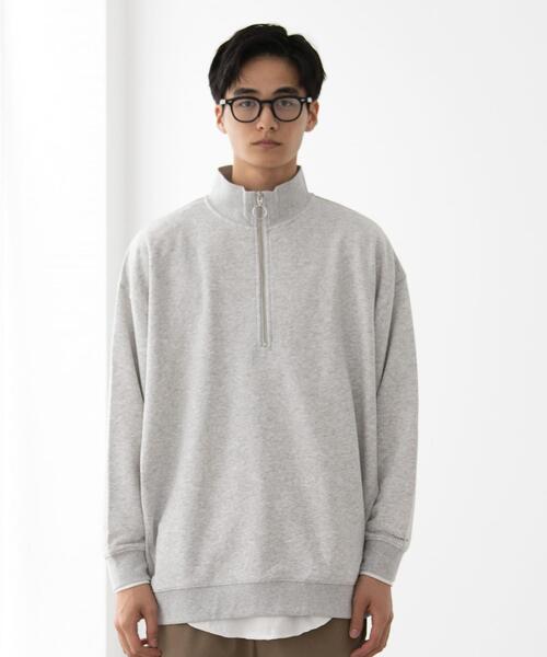 FEELING MADE（フィーリングメイド）の「FEELING MADE エアリースウェット ハーフジップ プルオーバー（Tシャツ/カットソー・レディース・ライトグレー/ブラック/ダークブラウン・MEDIUM/LARGE）」の14枚目の写真