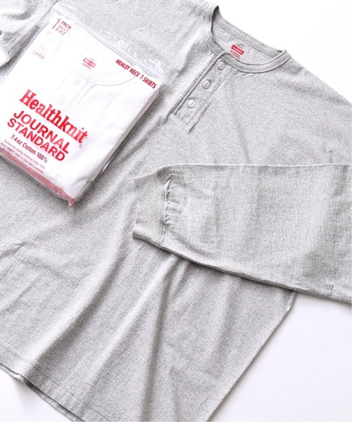 Healthknit(ヘルスニット)の「◆【Healthknit×JOURNAL STANDARD】別注Henryneck FAT ロングTシャツ(Tシャツ/カットソー・メンズ・ホワイト/グレー・LARGE/MEDIUM)」の1枚目の写真