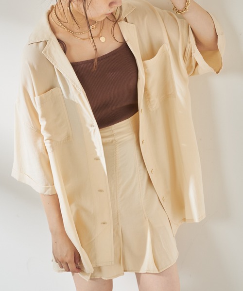 Chico(チコ)の「5分袖開襟シャツジャケット(シャツ/ブラウス・レディース・アイボリー/ブラック/ブラウン・FREE)」の2枚目の写真