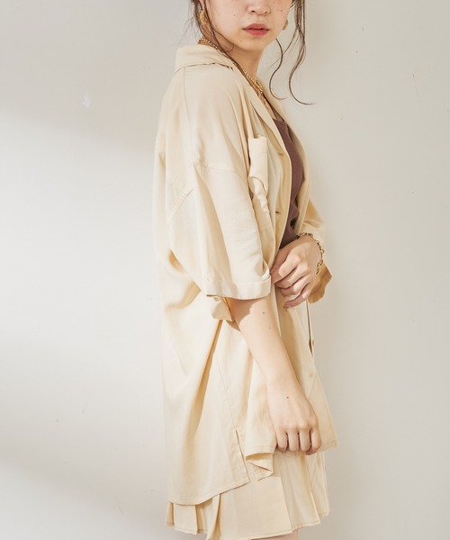 Chico(チコ)の「5分袖開襟シャツジャケット(シャツ/ブラウス・レディース・アイボリー/ブラック/ブラウン・FREE)」の8枚目の写真