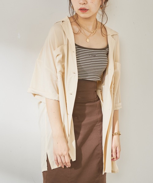 Chico(チコ)の「5分袖開襟シャツジャケット(シャツ/ブラウス・レディース・アイボリー/ブラック/ブラウン・FREE)」の13枚目の写真