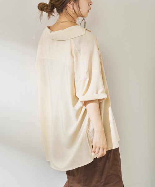 Chico(チコ)の「5分袖開襟シャツジャケット(シャツ/ブラウス・レディース・アイボリー/ブラック/ブラウン・FREE)」の14枚目の写真