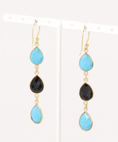 チャイハネ（チャイハネ）の「【チャイハネ】タオタピアス（ピアス（両耳用）・レディース・ブラック×ブルー・FREE）」の4枚目の写真