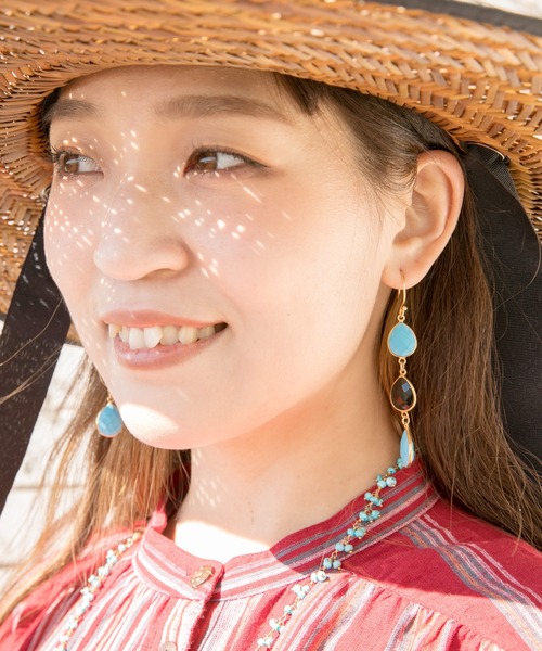 チャイハネ（チャイハネ）の「【チャイハネ】タオタピアス（ピアス（両耳用）・レディース・ブラック×ブルー・FREE）」の3枚目の写真