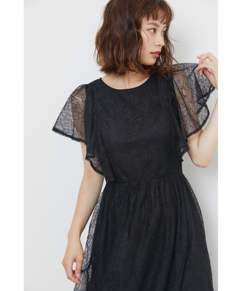 【新品!!】RIENDA フリルSLV ワンピース ヴィンテージレースOP 夏■ セール】フリルスリーブヴィンテージレースワンピース