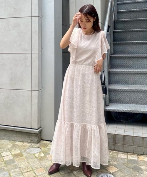 セール ワンピース フリルスリーブヴィンテージレースワンピース ワンピース Rienda リエンダ のファッション