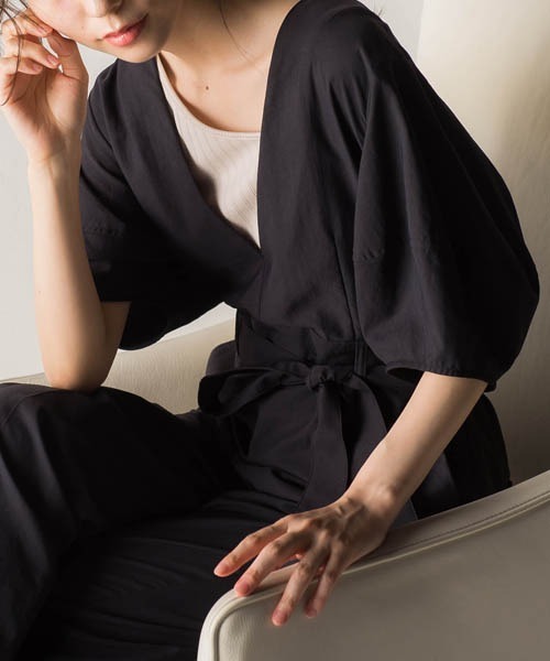 Droite lautreamont（ドロワットロートレアモン）の「スタナーツイルオールインワン≪洗える≫（サロペット/オーバーオール・レディース・ブラック/ベージュ・M）」の4枚目の写真