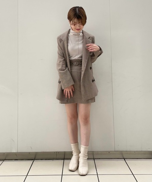 FREE'S MART（フリーズマート）の「【Sシリーズ対応】◆チェックダブルジャケット（テーラードジャケット・レディース・ブラウン系その他/ベージュ系その他・SMALL/MEDIUM）」の3枚目の写真