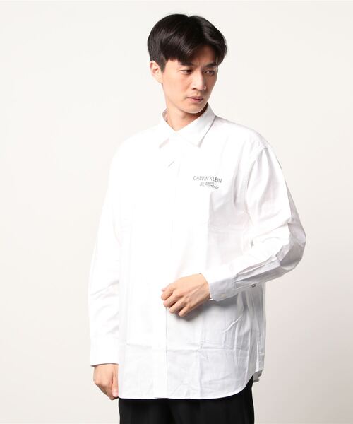 Calvin Klein Jeans（カルヴァンクラインジーンズ）の「MODULAR BLOCKING グラフィック シャツ（シャツ/ブラウス・メンズ・ホワイト/ブラック・S/M/L/XL）」の7枚目の写真