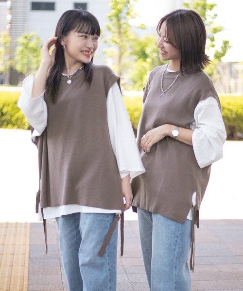 PairPair（ペアペア）の「サイドリボンニットベスト(ユニ