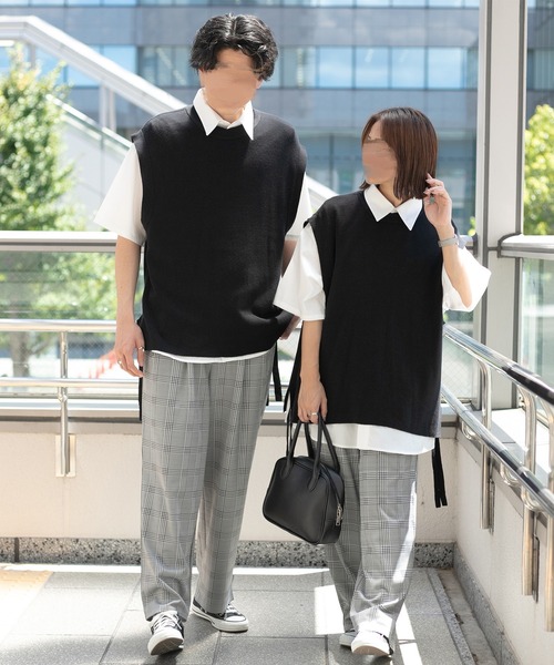 PairPair（ペアペア）の「サイドリボンニットベスト(ユニセックス）（ベスト・メンズ・グレイッシュブルー/モカ/ブラック・LARGE/MEDIUM）」の14枚目の写真