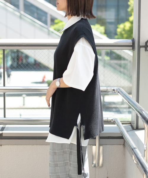 PairPair（ペアペア）の「サイドリボンニットベスト(ユニセックス）（ベスト・メンズ・グレイッシュブルー/モカ/ブラック・LARGE/MEDIUM）」の18枚目の写真