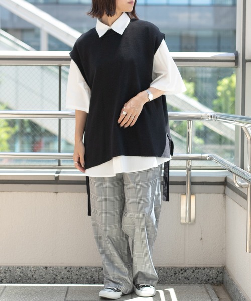 PairPair（ペアペア）の「サイドリボンニットベスト(ユニセックス）（ベスト・メンズ・グレイッシュブルー/モカ/ブラック・LARGE/MEDIUM）」の16枚目の写真