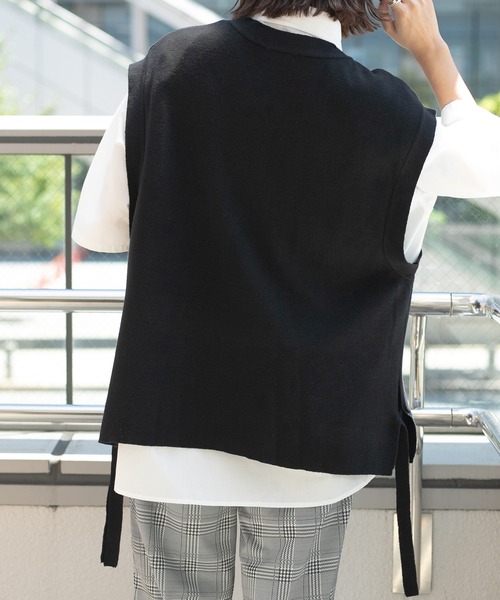 PairPair（ペアペア）の「サイドリボンニットベスト(ユニセックス）（ベスト・メンズ・グレイッシュブルー/モカ/ブラック・LARGE/MEDIUM）」の19枚目の写真