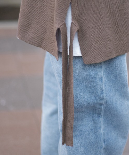 PairPair（ペアペア）の「サイドリボンニットベスト(ユニセックス）（ベスト・メンズ・グレイッシュブルー/モカ/ブラック・LARGE/MEDIUM）」の7枚目の写真