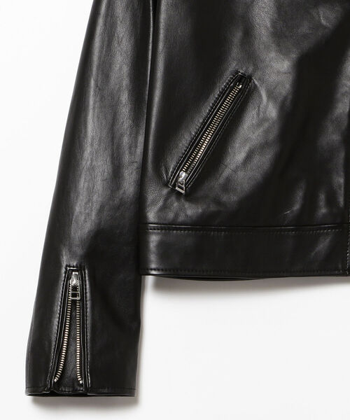 Ray BEAMS（レイビームス）の「Ray BEAMS / ラムレザー W ライダース ブルゾン（ライダースジャケット・レディース・ブラック・1/0）」の21枚目の写真