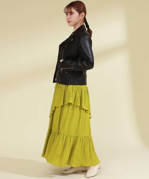 Ray BEAMS（レイビームス）の「Ray BEAMS / ラムレザー W ライダース ブルゾン（ライダースジャケット・レディース・ブラック・1/0）」の15枚目の写真