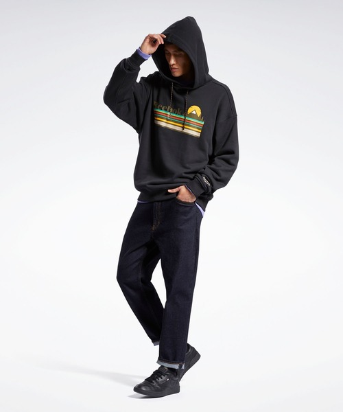 Reebok(リーボック)の「クラシックス キャンピング フーデッド スウェットシャツ / Classics Camping Hooded Sweatshirt(パーカー・メンズ・ブラック×ブラック/ヘザーグレー・SMALL/MEDIUM/LARGE/X-LARGE/XX-LARGE/X-SMALL/XXX-LARGE)」の7枚目の写真