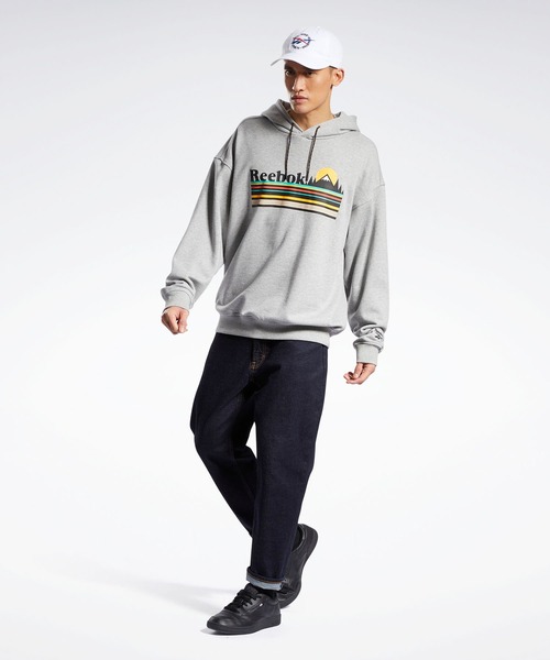 Reebok(リーボック)の「クラシックス キャンピング フーデッド スウェットシャツ / Classics Camping Hooded Sweatshirt(パーカー・メンズ・ブラック×ブラック/ヘザーグレー・SMALL/MEDIUM/LARGE/X-LARGE/XX-LARGE/X-SMALL/XXX-LARGE)」の11枚目の写真