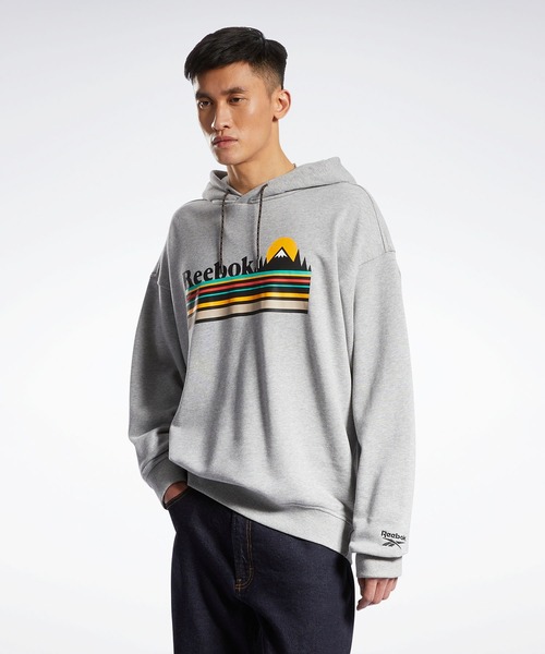 Reebok(リーボック)の「クラシックス キャンピング フーデッド スウェットシャツ / Classics Camping Hooded Sweatshirt(パーカー・メンズ・ブラック×ブラック/ヘザーグレー・SMALL/MEDIUM/LARGE/X-LARGE/XX-LARGE/X-SMALL/XXX-LARGE)」の17枚目の写真