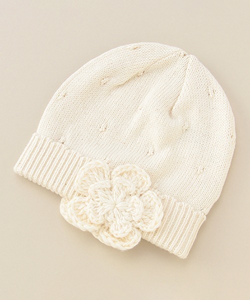sense of wonder（センスオブワンダー）の「フラワー帽子【日本製】（ニットキャップ/ビーニー・キッズ・キナリ・42-44cm/44-46cm/46-48cm/48-50cm）」の6枚目の写真