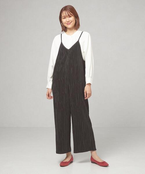 closet story（クローゼットストーリー）の「＜closet story（クローゼットストーリー）＞プリーツ サロペット -ウォッシャブル-（サロペット/オーバーオール・レディース・ブラック/ダークグレー・FREE）」の2枚目の写真