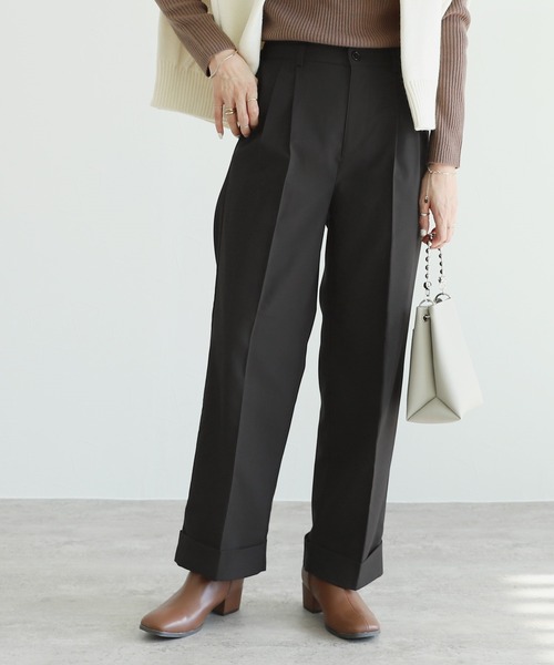 reca(レカ)の「ロールアップスラックスパンツ(スラックス・レディース・ブラック/グレイッシュベージュ・XL/L/M)」の5枚目の写真