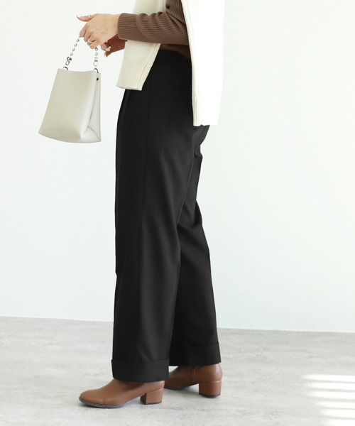 reca(レカ)の「ロールアップスラックスパンツ(スラックス・レディース・ブラック/グレイッシュベージュ・XL/L/M)」の6枚目の写真