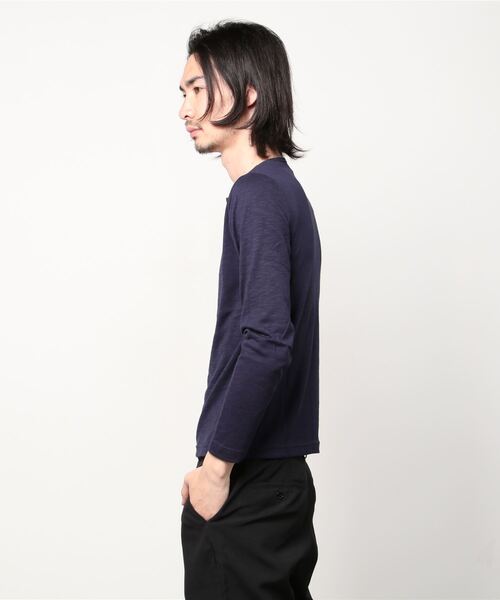 Bling Leads(ブリングリーズ)の「20/- スラブ 天竺 ブ キーネック ロング Tシャツ(Tシャツ/カットソー・メンズ・ブラック/ホワイト/カーキ/ライトピンク/ネイビー/グレー・M/L)」の7枚目の写真