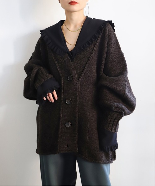 CITYSHOP（シティーショップ）の「BROKEN KNIT カーディガン：ニット（カーディガン/ボレロ・レディース・ブラウン/ベージュ・FREE）」の2枚目の写真