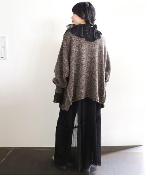 CITYSHOP（シティーショップ）の「BROKEN KNIT カーディガン：ニット（カーディガン/ボレロ・レディース・ブラウン/ベージュ・FREE）」の4枚目の写真