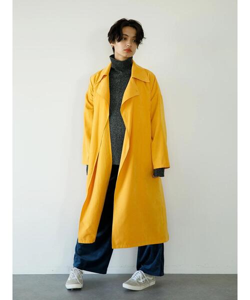 koe(コエ)の「カラーアウター*(トレンチコート・レディース・グリーン/ブラック/ピンク/イエロー/ブルー・FREE)」の8枚目の写真