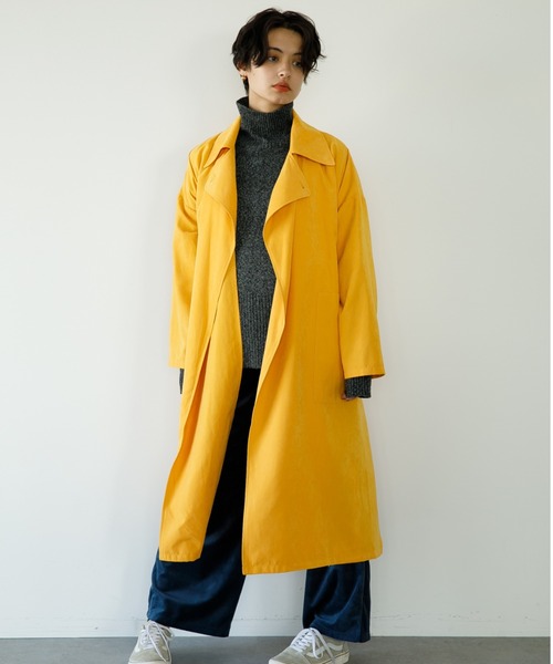 koe(コエ)の「カラーアウター*(トレンチコート・レディース・グリーン/ブラック/ピンク/イエロー/ブルー・FREE)」の5枚目の写真