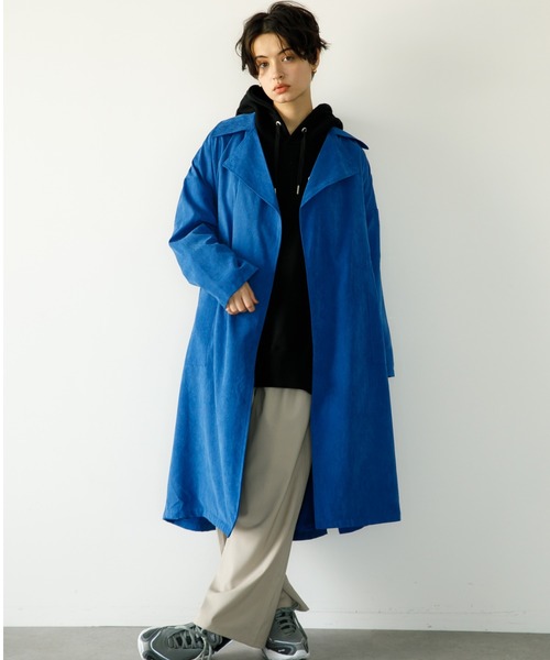 koe(コエ)の「カラーアウター*(トレンチコート・レディース・グリーン/ブラック/ピンク/イエロー/ブルー・FREE)」の4枚目の写真