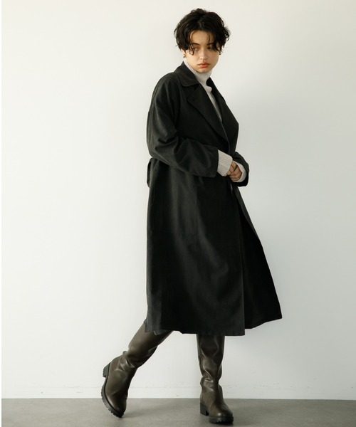 koe(コエ)の「カラーアウター*(トレンチコート・レディース・グリーン/ブラック/ピンク/イエロー/ブルー・FREE)」の2枚目の写真