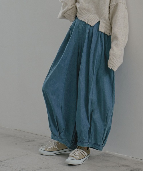 Fashion Letter（ファッションレター）の「［M-4L］タックボリュームバルーンデニムパンツ（デニムパンツ・レディース・ブルー/ワンウォッシュ・LL/3L/4L/L/M）」の21枚目の写真
