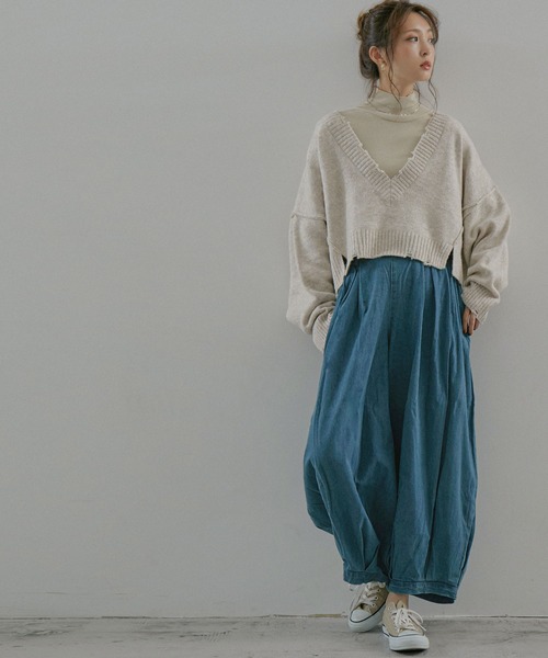 Fashion Letter（ファッションレター）の「［M-4L］タックボリュームバルーンデニムパンツ（デニムパンツ・レディース・ブルー/ワンウォッシュ・LL/3L/4L/L/M）」の5枚目の写真