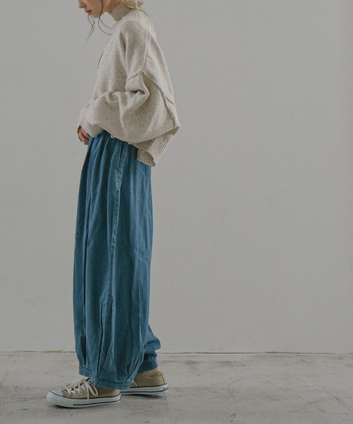 Fashion Letter（ファッションレター）の「［M-4L］タックボリュームバルーンデニムパンツ（デニムパンツ・レディース・ブルー/ワンウォッシュ・LL/3L/4L/L/M）」の6枚目の写真