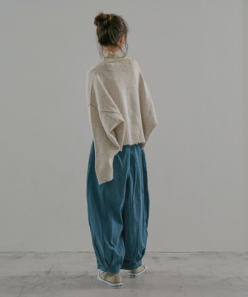 Fashion Letter（ファッションレター）の「［M-4L］タックボリュームバルーンデニムパンツ（デニムパンツ・レディース・ブルー/ワンウォッシュ・LL/3L/4L/L/M）」の7枚目の写真