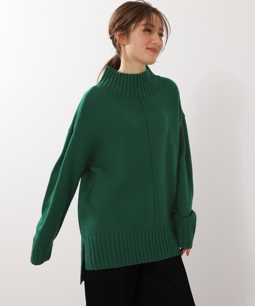DRESKIP（ドレスキップ）の「◆センターシームゆるタートルニット（ニット/セーター・レディース・ブラック/ダークブラウン/グリーン/ライトベージュ・02/03）」の9枚目の写真